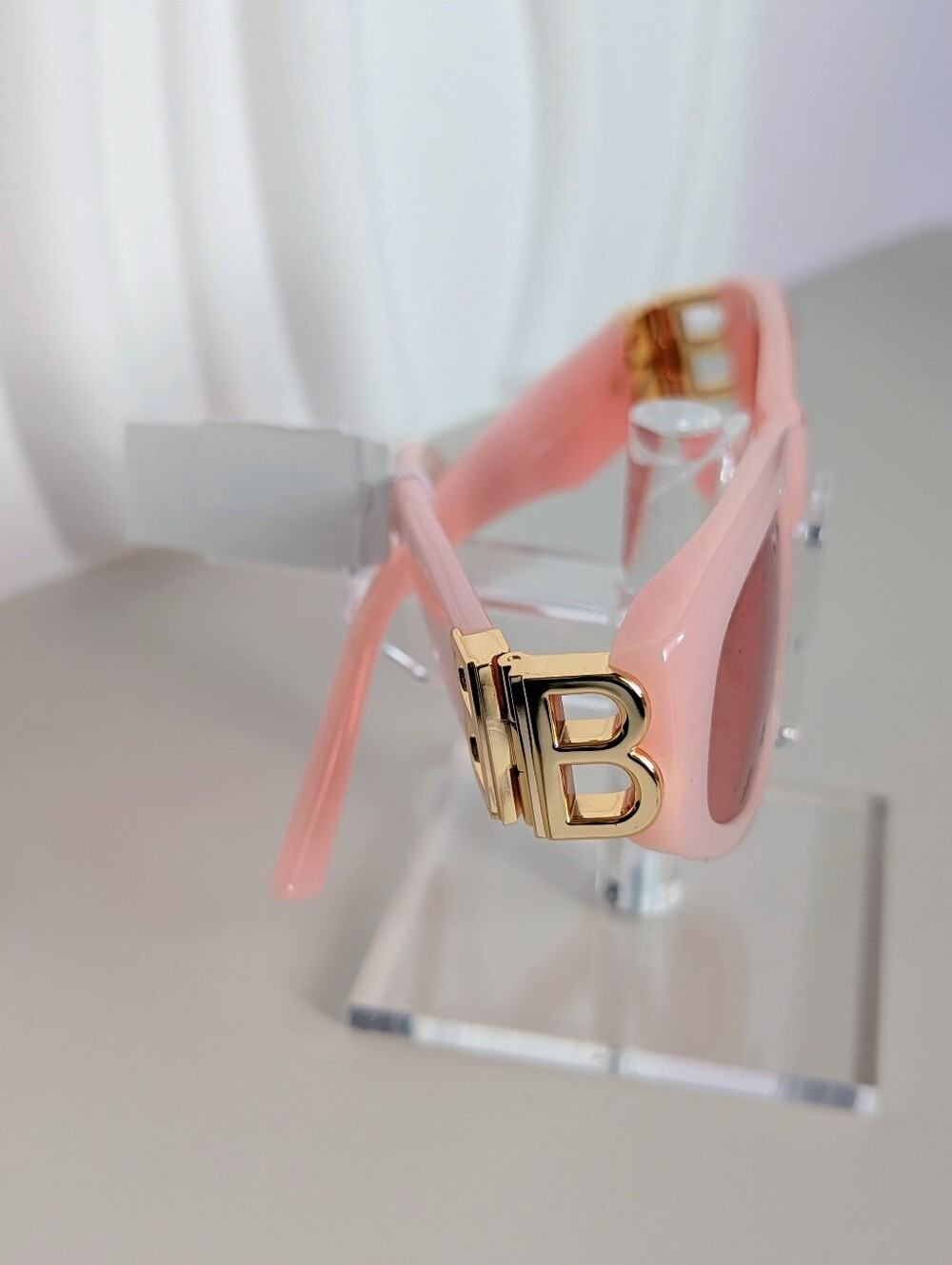 Balenciaga BB0095S Pink Gold Cat Eye Sunglasses BB Logo NWT Made In Italy - Picture 6 of 16